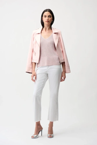 JOSEPH RIBKOFF Damen-Stricktop rosa mit Strasssteinen (1)