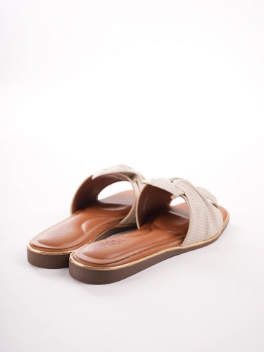 PASS Damen Hausschuhe beige mit Zierschleife (1)