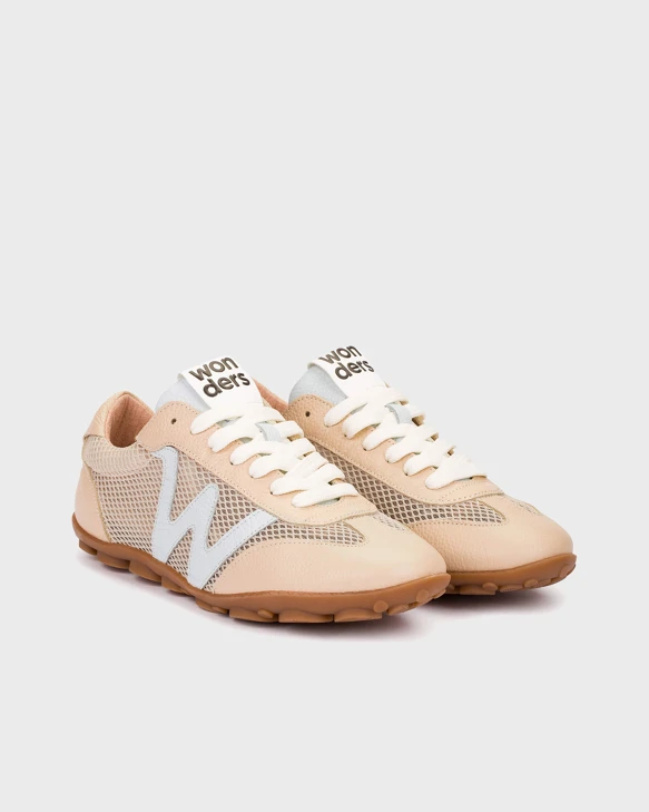 WONDERS Frauen beige und blau Mesh Turnschuhe