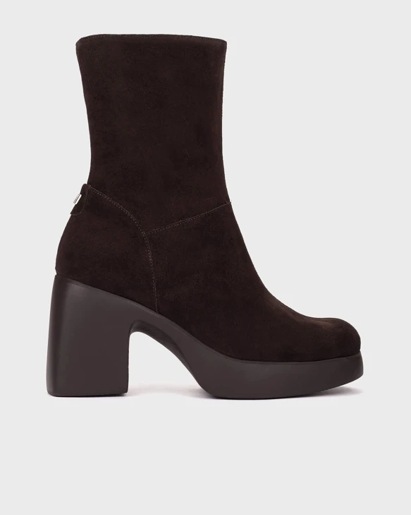 WONDERS – braune Wildleder-Stiefeletten mit Plateau-Sohle