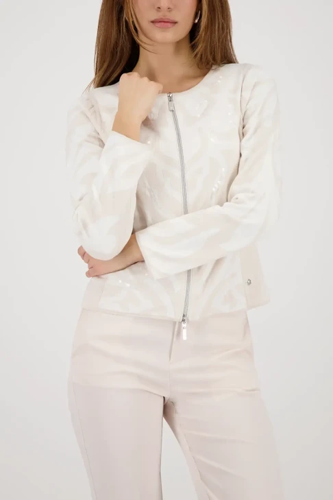 MONARI LIGHT LUXURY Damen Pullover beige mit Reißverschluss