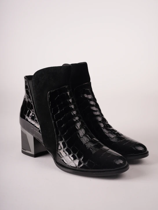 EPICA Damen-Stiefeletten aus schwarzem Krokodilleder