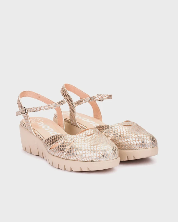 WONDERS Damen Sandalen silber beige