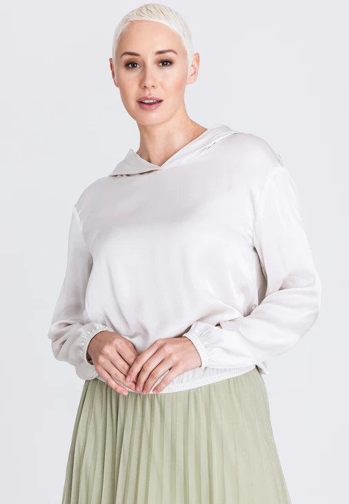 TUZZI WHITE Damenbluse beige mit Kapuze