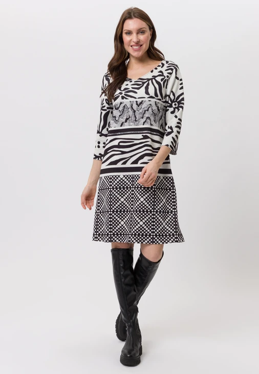 TUZZI EBONY Damen Kleid schwarz und beige wendbar