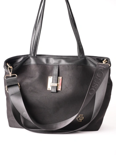 GROSSO BAG Damenhandtasche aus Leder, schwarz