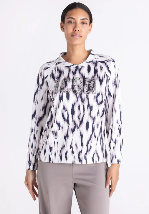 TUZZI NORDIC DUN Damen-Sweatshirt, weiß, gemustert