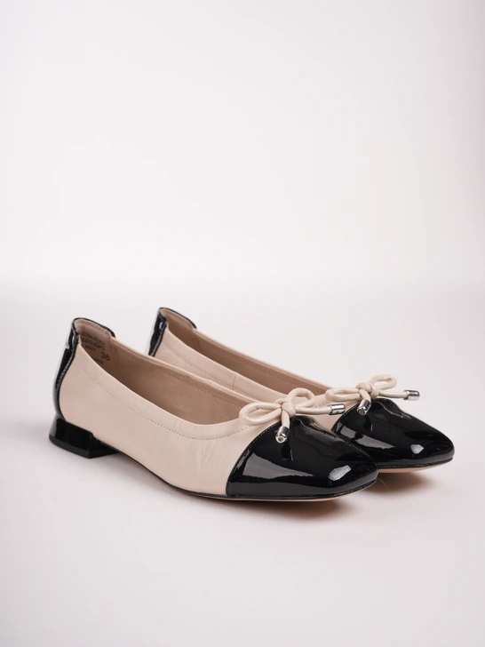CAPRICE Damen Ballerinas beige und schwarz