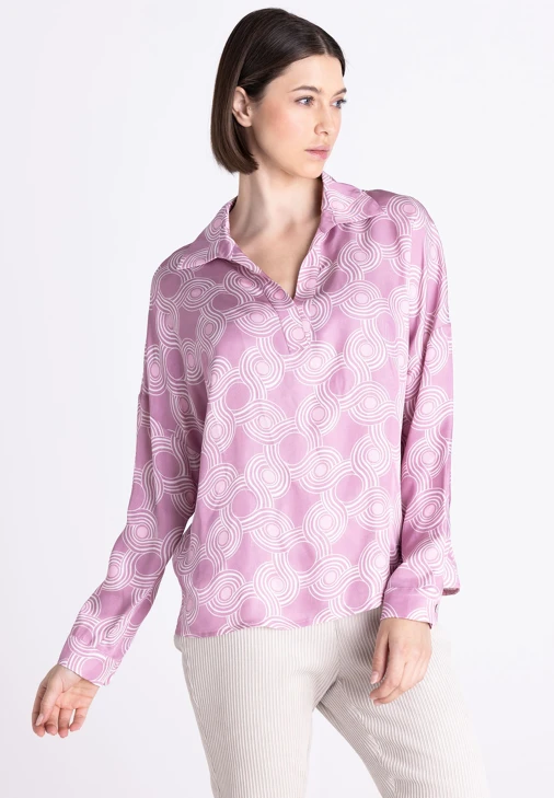 TUZZI WHITE Damenbluse, hellviolett, gemustert