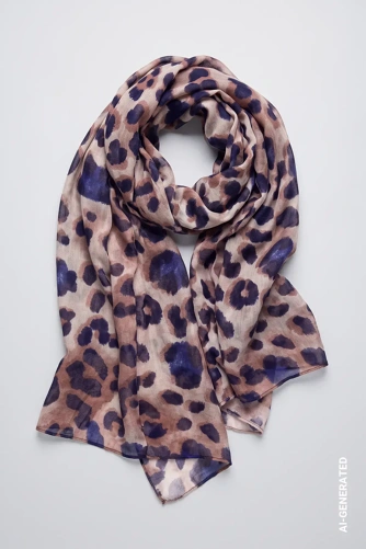 MONARI STUDIO BLUE Damen-Schal mit Leopardenmuster (5)