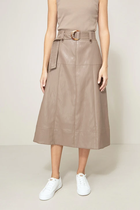 CATNOIR Damenrock „Taupe“ aus veganem Leder