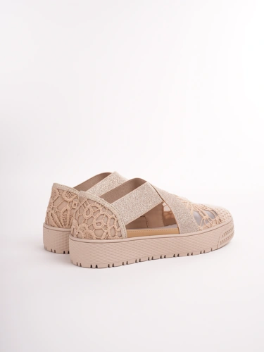 PASS Damen Espadrilles auf Gummi beige (1)