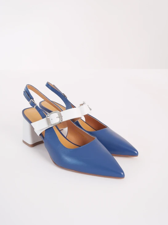 EPICA Damen blaue Pumps mit Blockabsatz