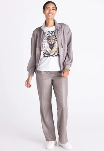 TUZZI QUIET WILD Damen-T-Shirt in Creme mit Aufdruck und Strasssteinen (2)