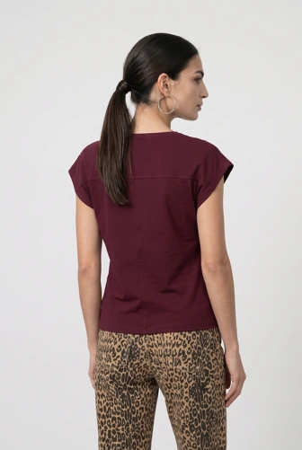 MONARI LEO & BORDEAUX Damen-T-Shirt in Bordeauxrot (2)