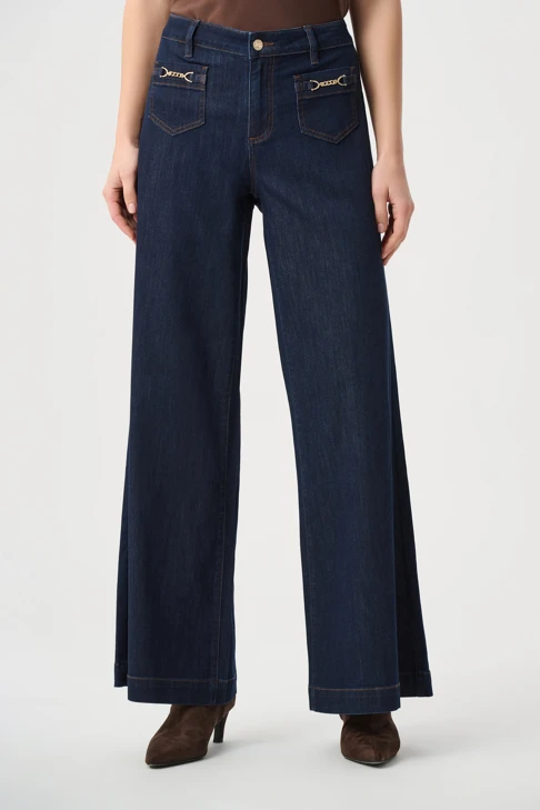 JOSEPH RIBKOFF Damenjeans, dunkelblau, weit geschnitten