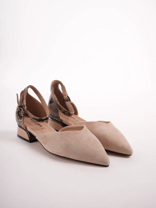 KARISMA Damen Pumps beige mit Knöchelriemen