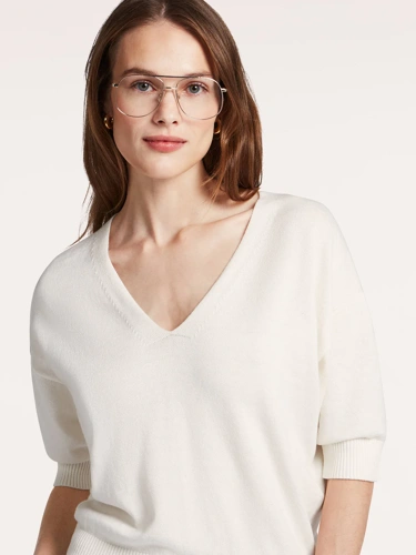 BEAUMONT TAYLOR Damen hellbeiger Pullover mit V-Ausschnitt (2)