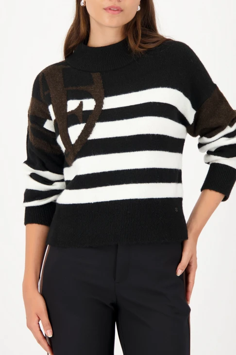 MONARI FASHION CONTRASTS schwarz-weiß gestreifter Pullover für Damen