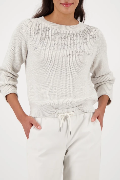 MONARI CITY STYLE Damen Pullover grau mit Strasssteinen