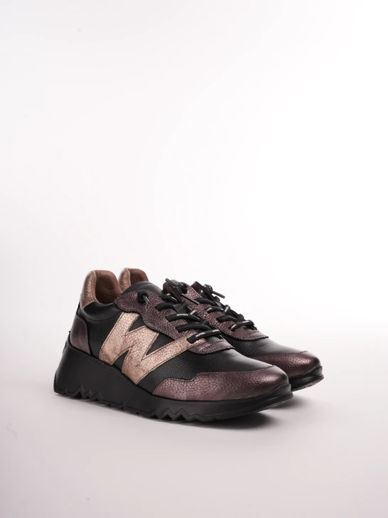 WONDERS Damen Turnschuhe schwarz und bronze