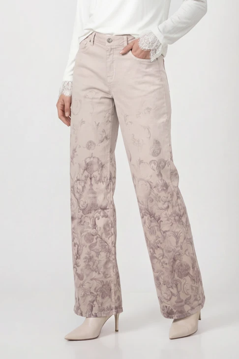MONARI SOFT BEAUTY Damenjeans, beige, gemustert