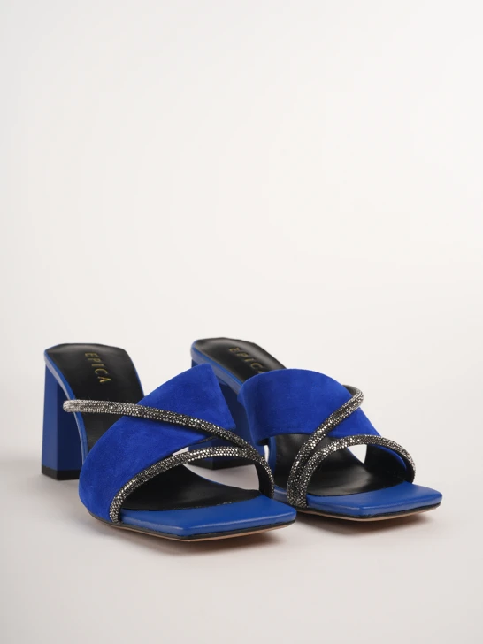 Epica Hausschuhe Strass blau