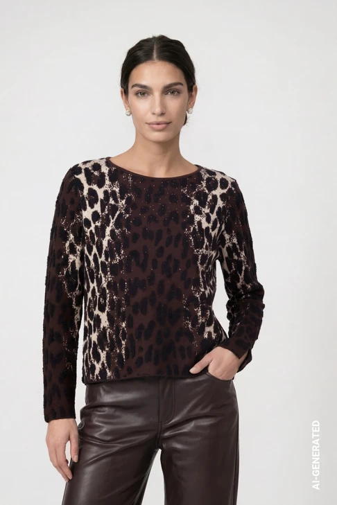 MONARI FASHION SHOW Damenpullover mit Leopardenmuster