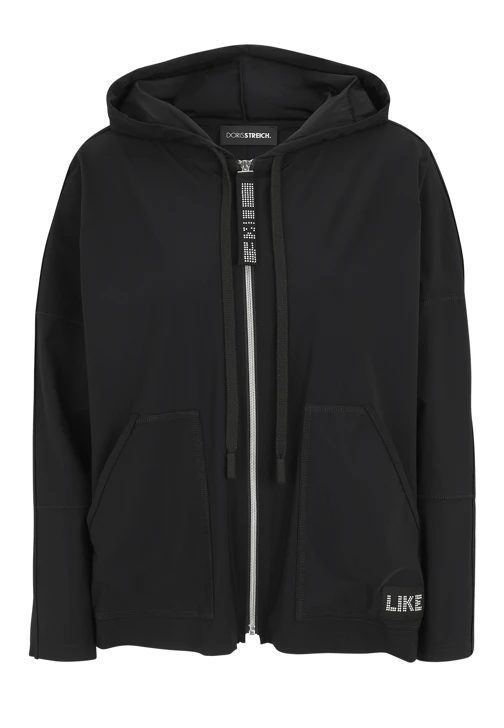 DORIS STREICH Damenjacke schwarz schwach mit Kapuze