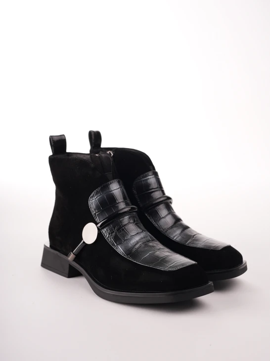 KARISMA Damen-Stiefeletten aus Wildleder, schwarz