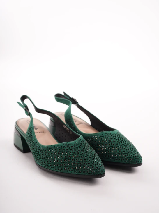 KARISMA Damen Pumps grün mit Fersenriemen