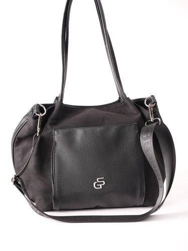 GROSSO BAG Damenhandtasche aus Leder, schwarz
