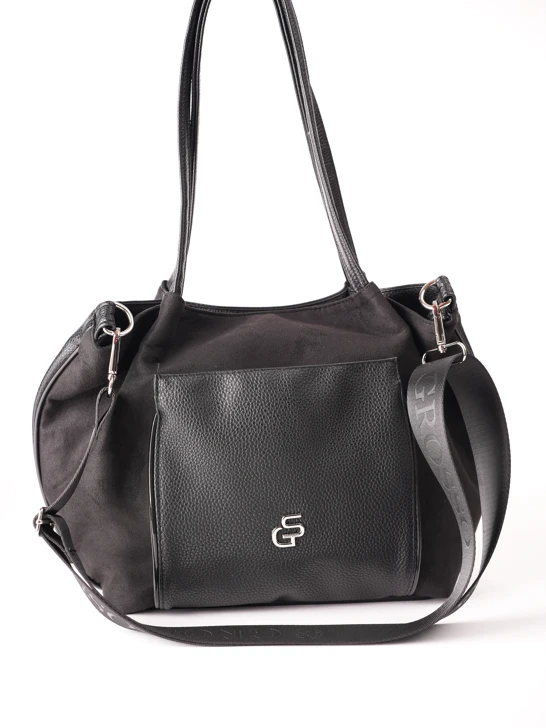 GROSSO BAG Damenhandtasche aus Leder, schwarz