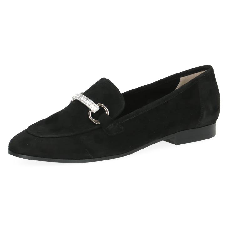 CAPRICE Damen Slipper aus schwarzem Wildleder
