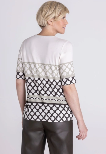 FRANK WALDER Damen-T-Shirt, cremefarben, gemustert (3)