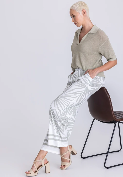TUZZI ALOE THERE Damenhose weiß mit Olivenprint