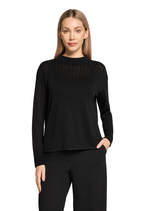 BETTY BARCLAY Damen Pullover schwarz mit Strasssteinen