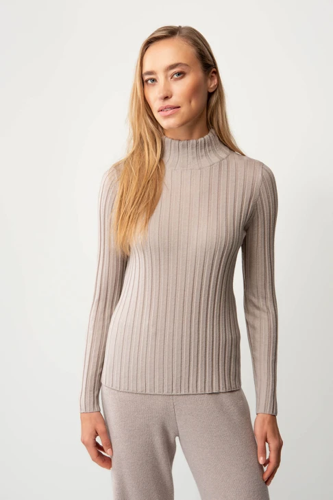 CATNOIR Damen-Rollkragenpullover aus Merinowolle, hellgrau