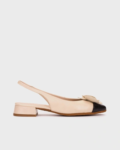 WONDERS Damen Ballerinas mit leerem Absatz beige-schwarz (2)