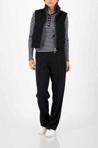 MONARI FASHION CONTRASTS schwarze Damenhose mit elastischem Bund (4)