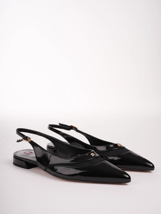 HOGL Damen Ballerinas Lack schwarz
