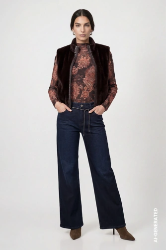 MONARI FASHION SHOW Damen-Pelzweste, braun (4)