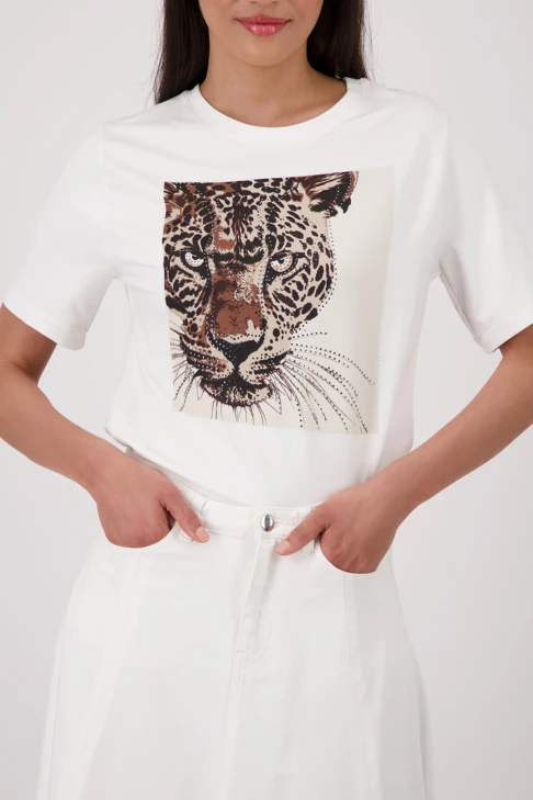 MONARI NAIROBI Damen Shirt weiß mit Druck und Strasssteinen