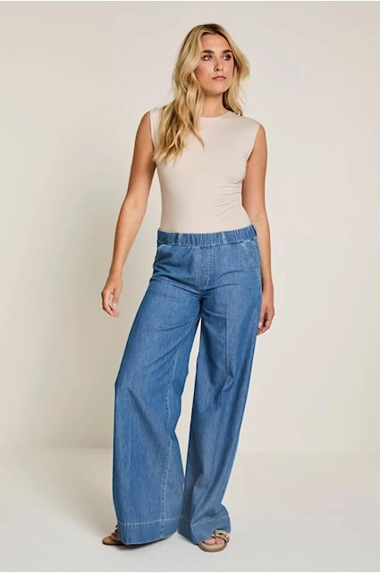 PARAMI Damenjeans hellblau weit