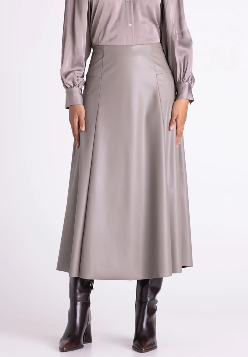 TUZZI ESSENTIALS Midi-Rock aus Kunstleder für Damen, taupe