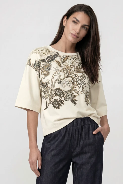 MONARI LEO & BORDEAUX Damen-Sweatshirt, cremefarben