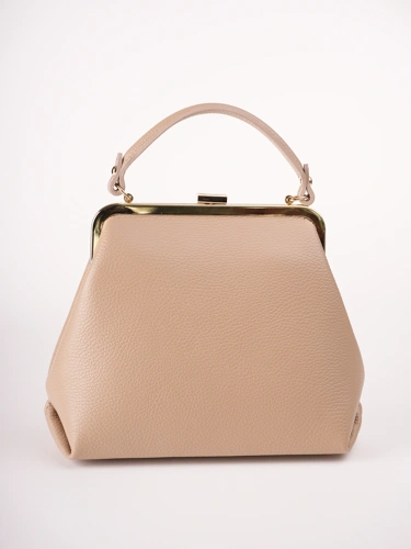 GROSSO BAG Damenhandtasche aus Leder, dunkelbeige