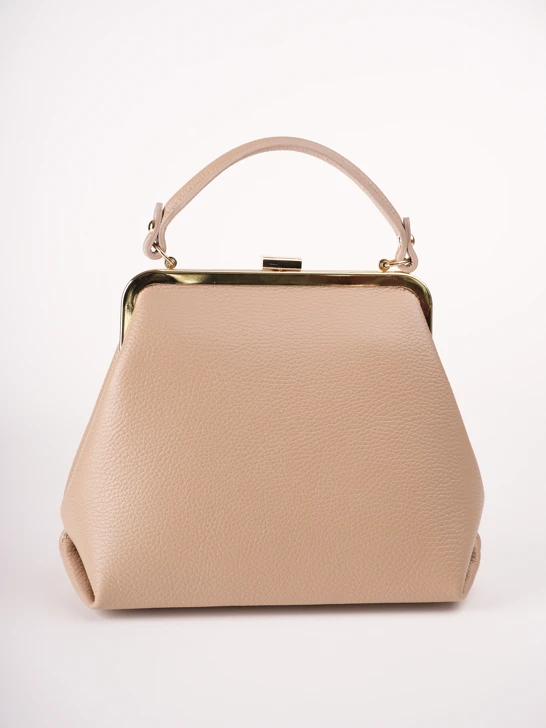 GROSSO BAG Damenhandtasche aus Leder, dunkelbeige