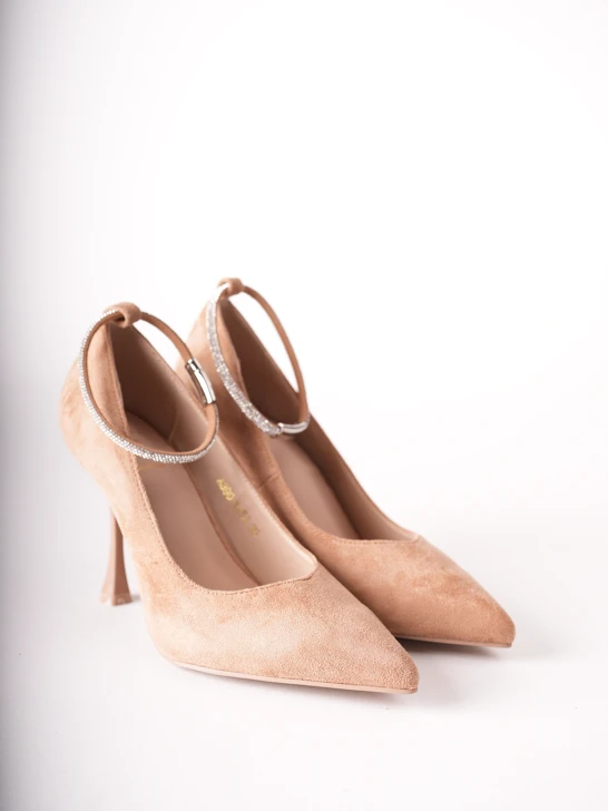 EPICA Damenpumps mit Strassband, beige, aus Semisch