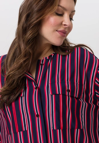 TUZZI RED EDITIO Damenbluse blau-rot mit Streifen (2)